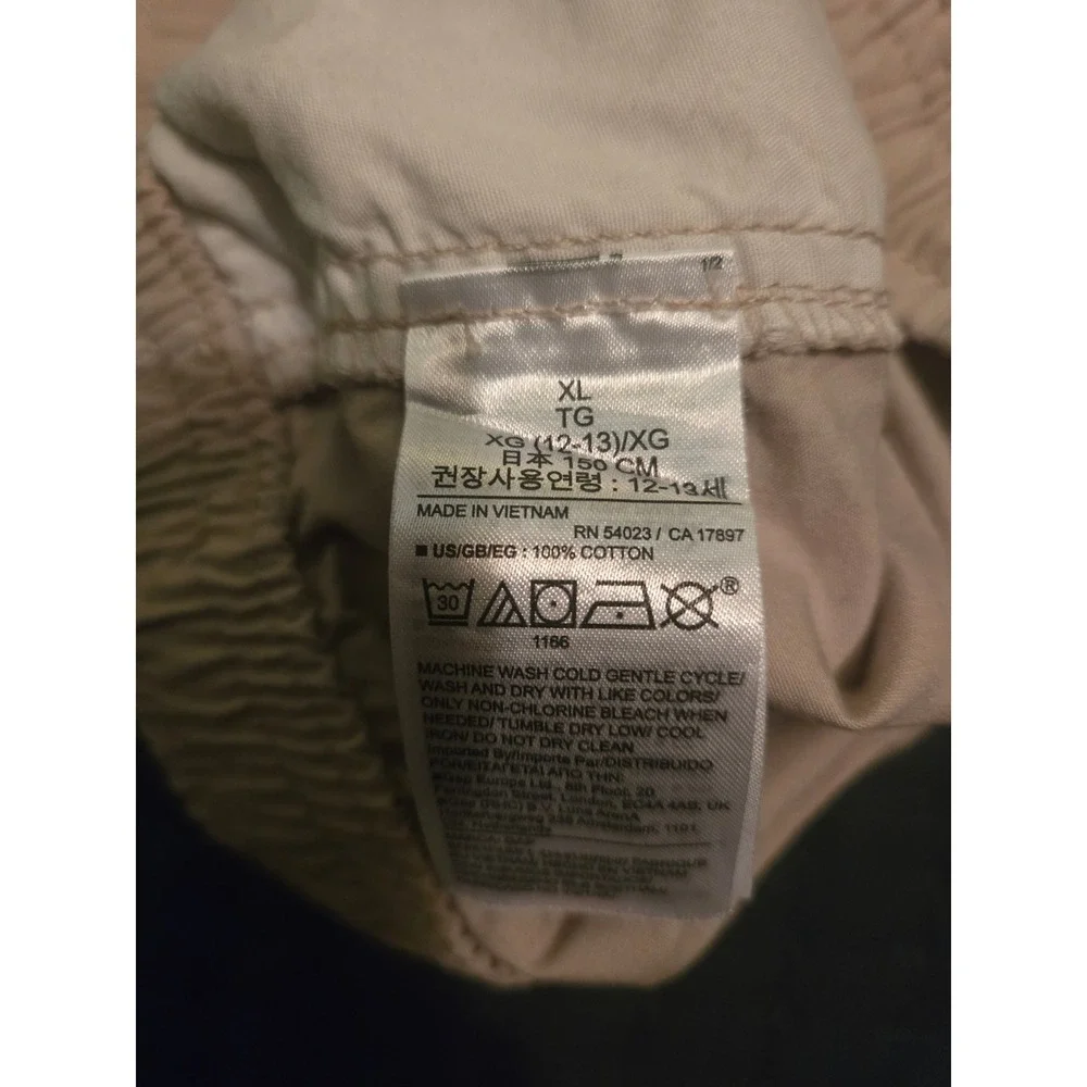 Gap Kids Boys Tan Khaki Pull On Chino Shorts Size XL 12 Elastic Waist Cotton